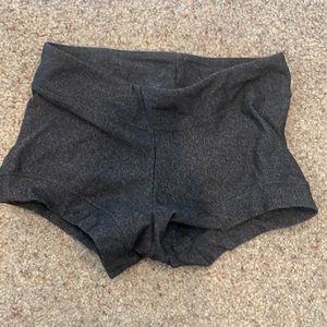 Grey dancer shorts from a local dance boutique